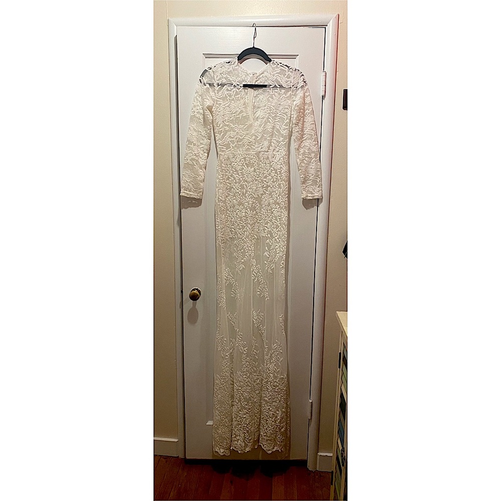 Sheer lace embroidered gown